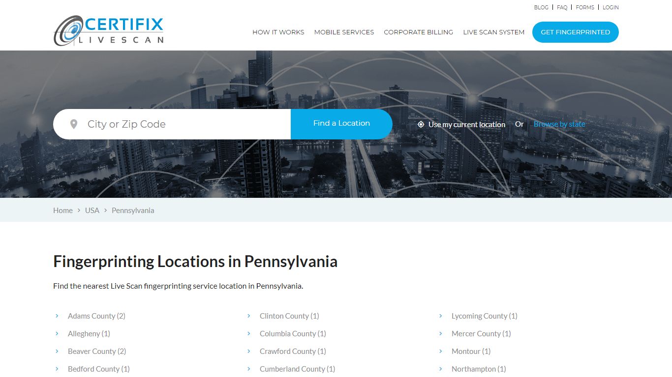 Pennsylvania Live Scan Fingerprinting Locations - Certifix Live Scan